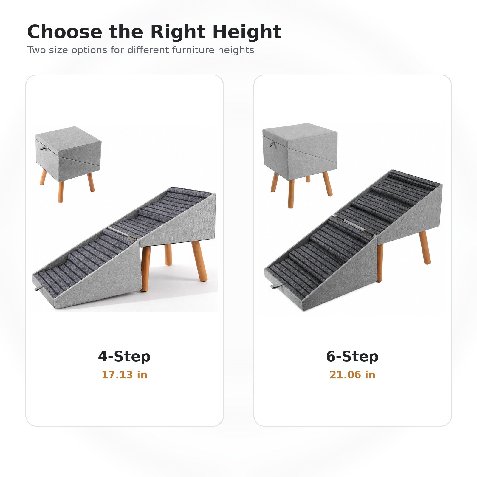 2-in-1 Convertible Dog Stairs & Ottoman | Non-Slip Pet Steps for Bed and Couch | 4-Tier & 6-Tier