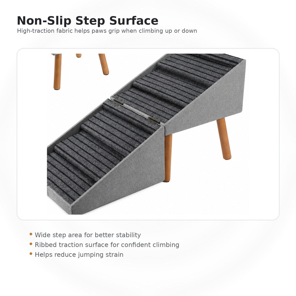 2-in-1 Convertible Dog Stairs & Ottoman | Non-Slip Pet Steps for Bed and Couch | 4-Tier & 6-Tier