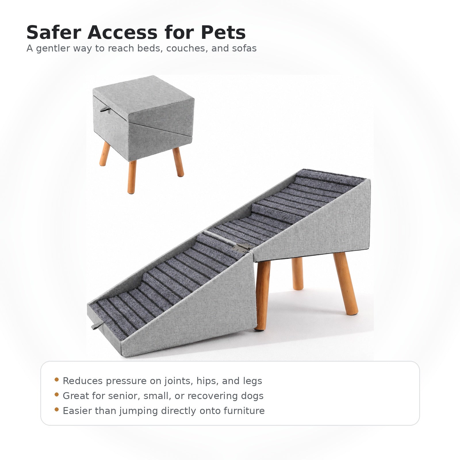 2-in-1 Convertible Dog Stairs & Ottoman | Non-Slip Pet Steps for Bed and Couch | 4-Tier & 6-Tier