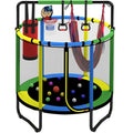 55" Kids Trampoline with Safety Net & 7-in-1 Activity Play Set
