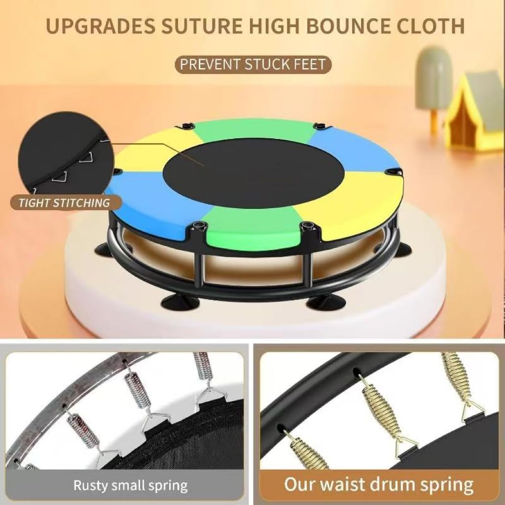 55” Kids Trampoline with Enclosure Net – Heavy-Duty Indoor & Outdoor Mini Trampoline with Basketball Hoop, Swing & Adjustable Bar (Safe 440 lbs Capacity)