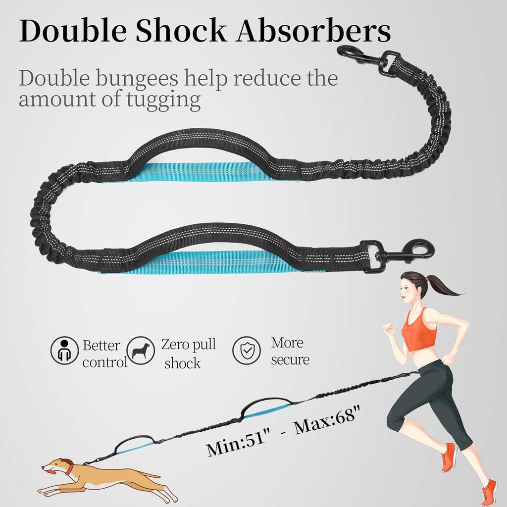 Run, Walk & Train Hands-Free – Double Shock Absorbers, Removable Pouch, 2 Handles (Waist + Traffic)