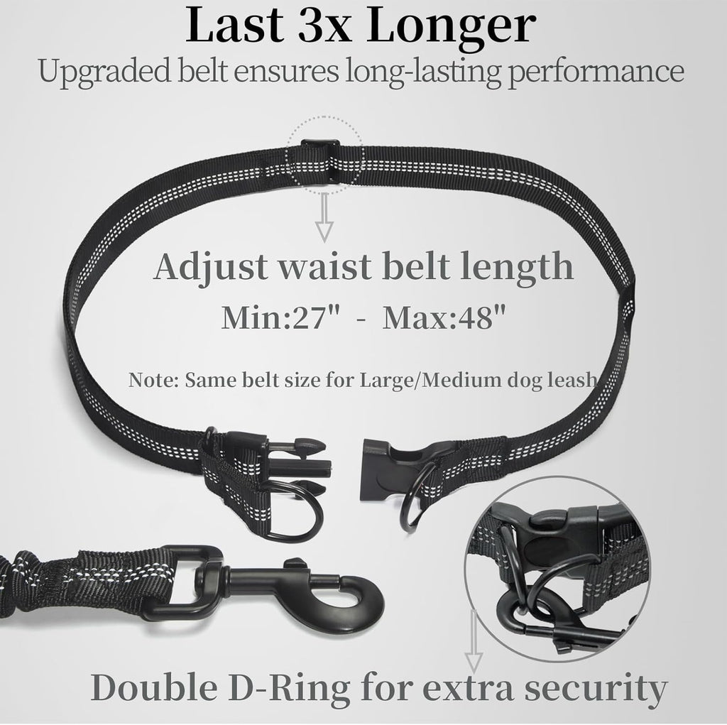 Run, Walk & Train Hands-Free – Double Shock Absorbers, Removable Pouch, 2 Handles (Waist + Traffic)