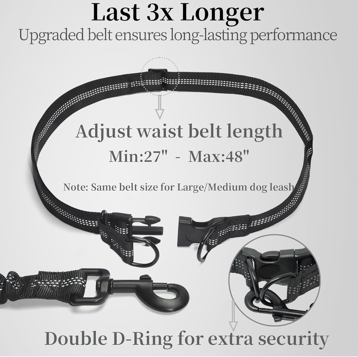 Run, Walk & Train Hands-Free – Double Shock Absorbers, Removable Pouch, 2 Handles (Waist + Traffic)