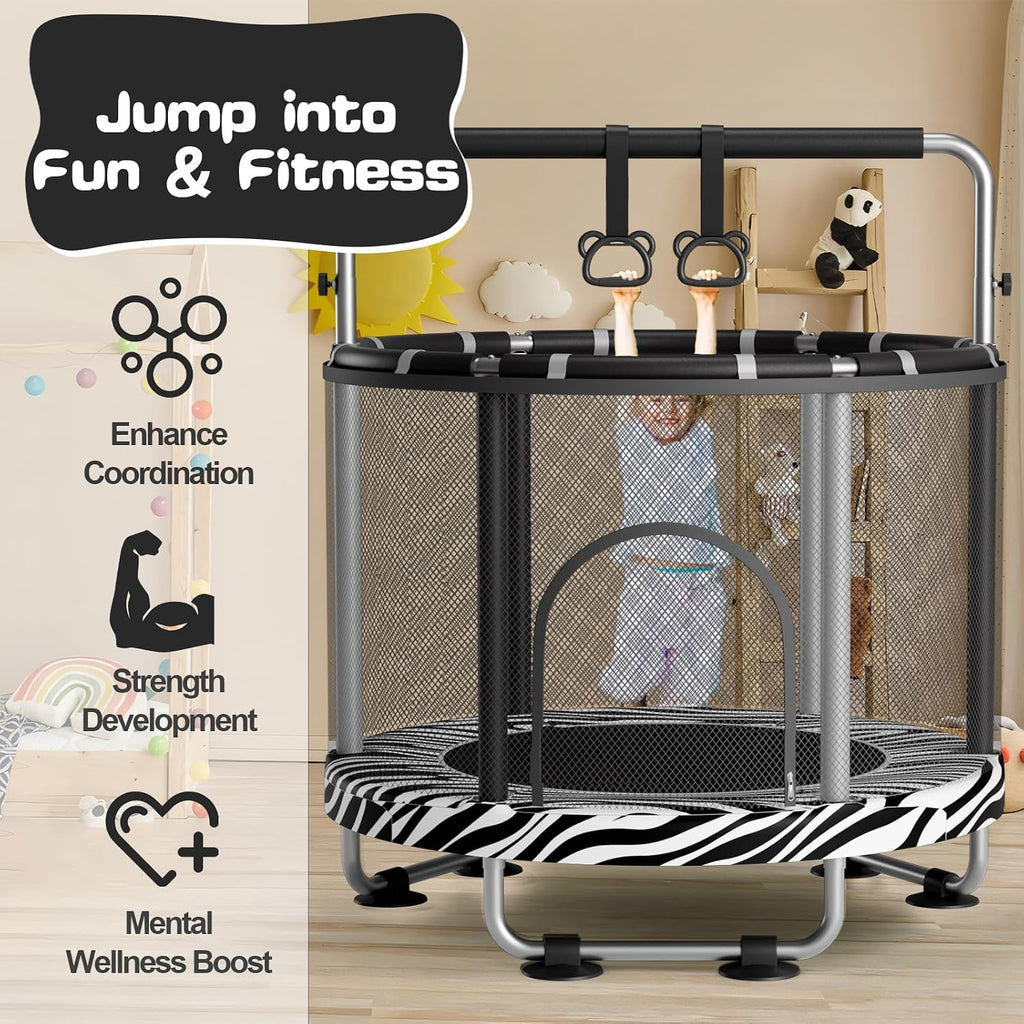 Kids Indoor Trampoline with Gymnastics Bar & Activity Play Set