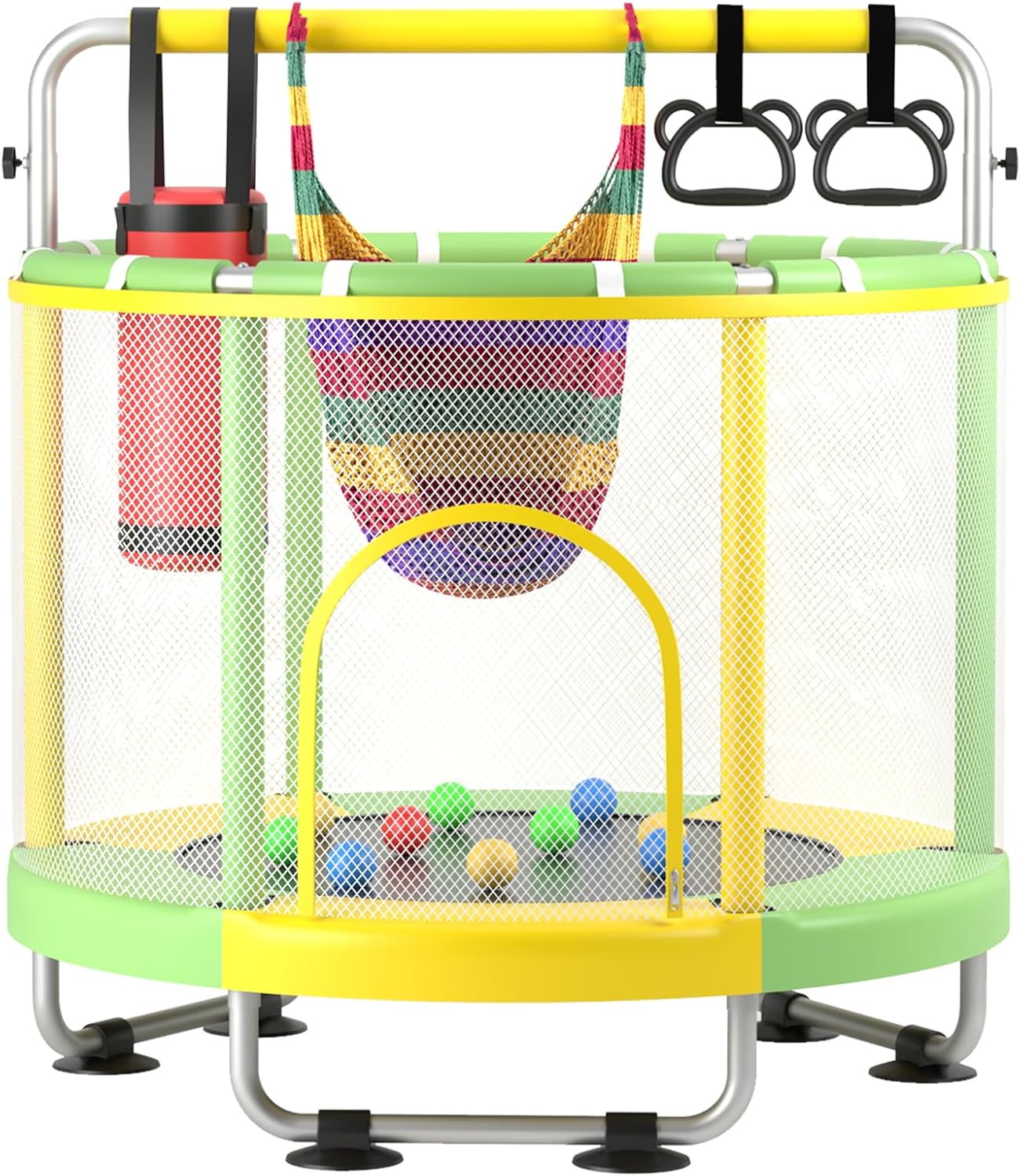 Kids Indoor Trampoline with Gymnastics Bar & Activity Play Set