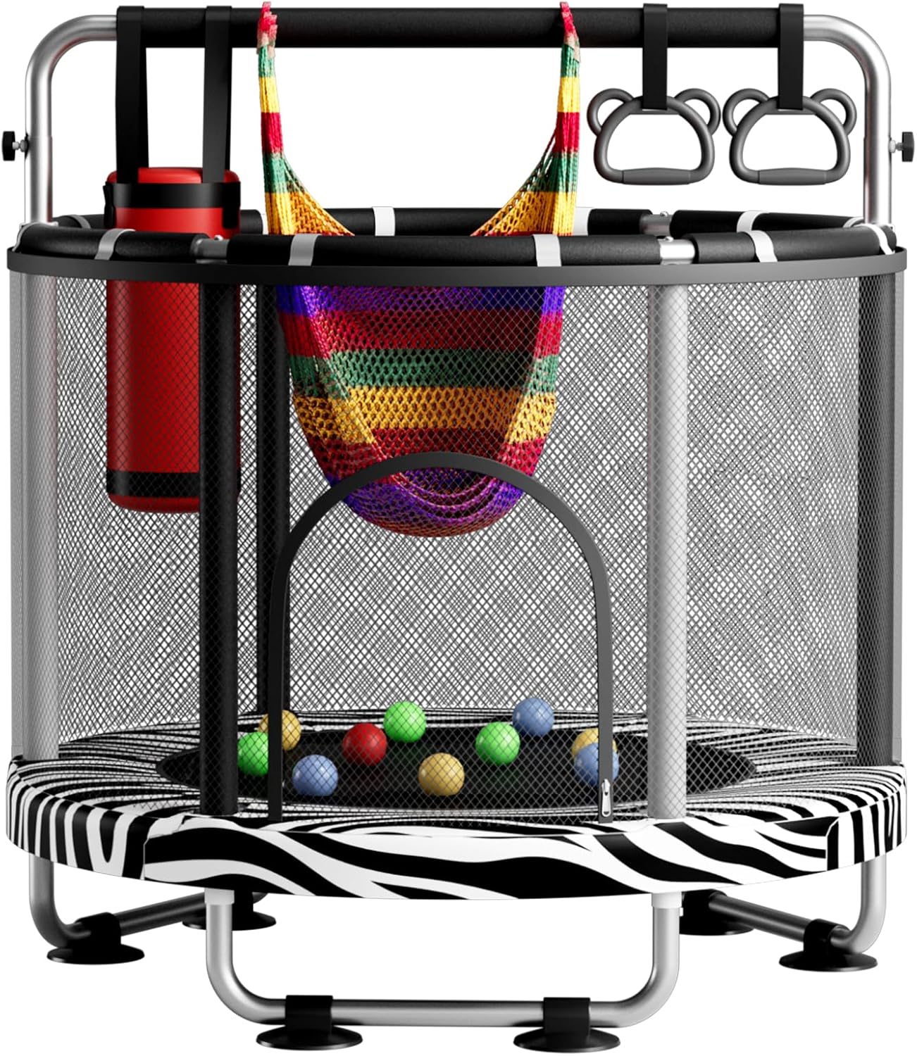 Kids Indoor Trampoline with Gymnastics Bar & Activity Play Set
