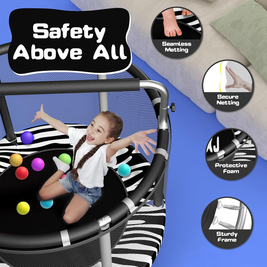 Kids Indoor Trampoline with Gymnastics Bar & Activity Play Set