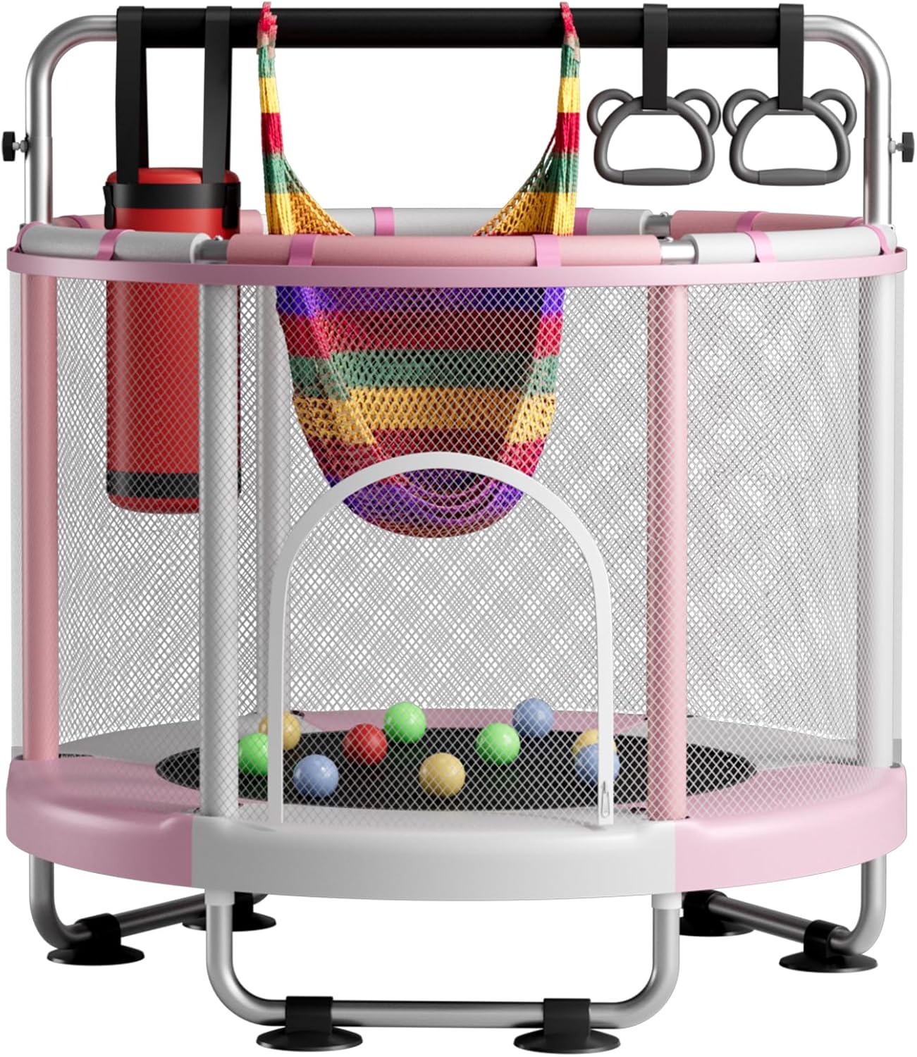 Kids Indoor Trampoline with Gymnastics Bar & Activity Play Set