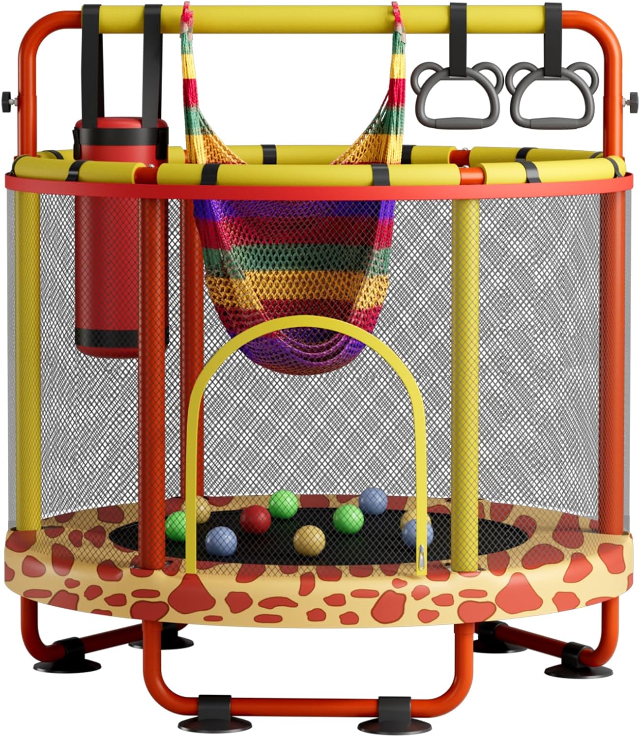 Kids Indoor Trampoline with Gymnastics Bar & Activity Play Set
