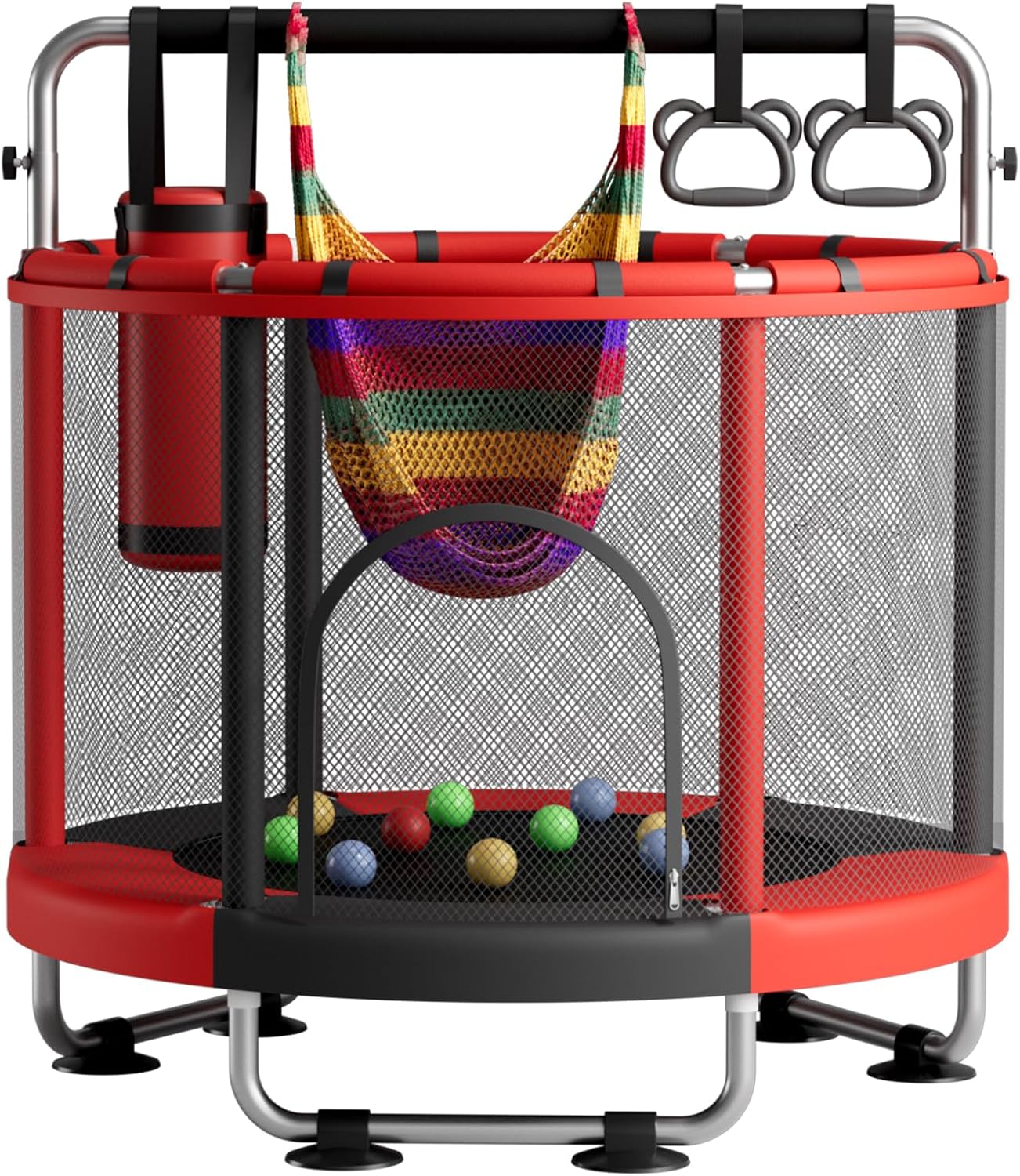Kids Indoor Trampoline with Gymnastics Bar & Activity Play Set