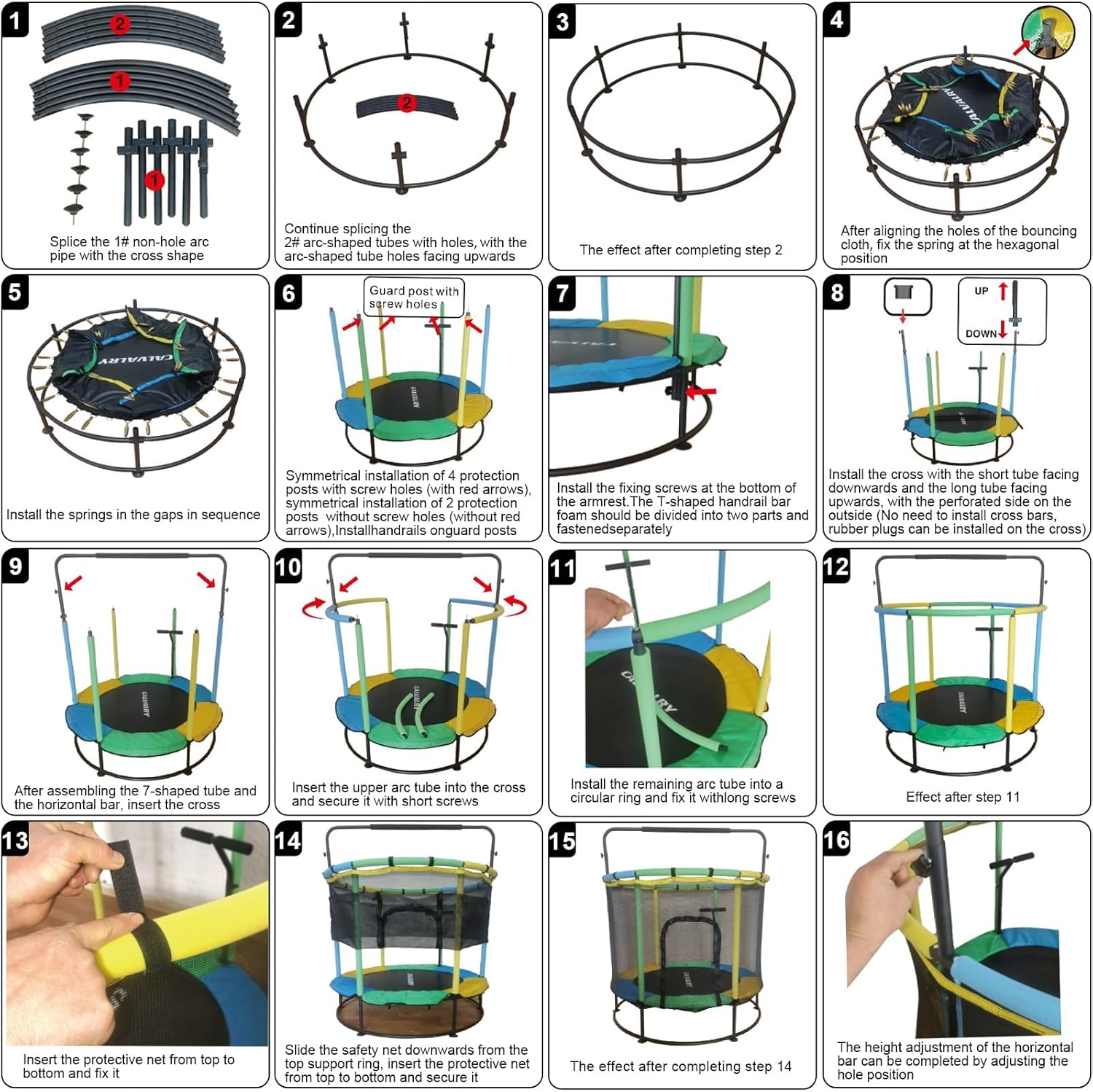 55” Kids Trampoline with Enclosure Net – Heavy-Duty Indoor & Outdoor Mini Trampoline with Basketball Hoop, Swing & Adjustable Bar (Safe 440 lbs Capacity)