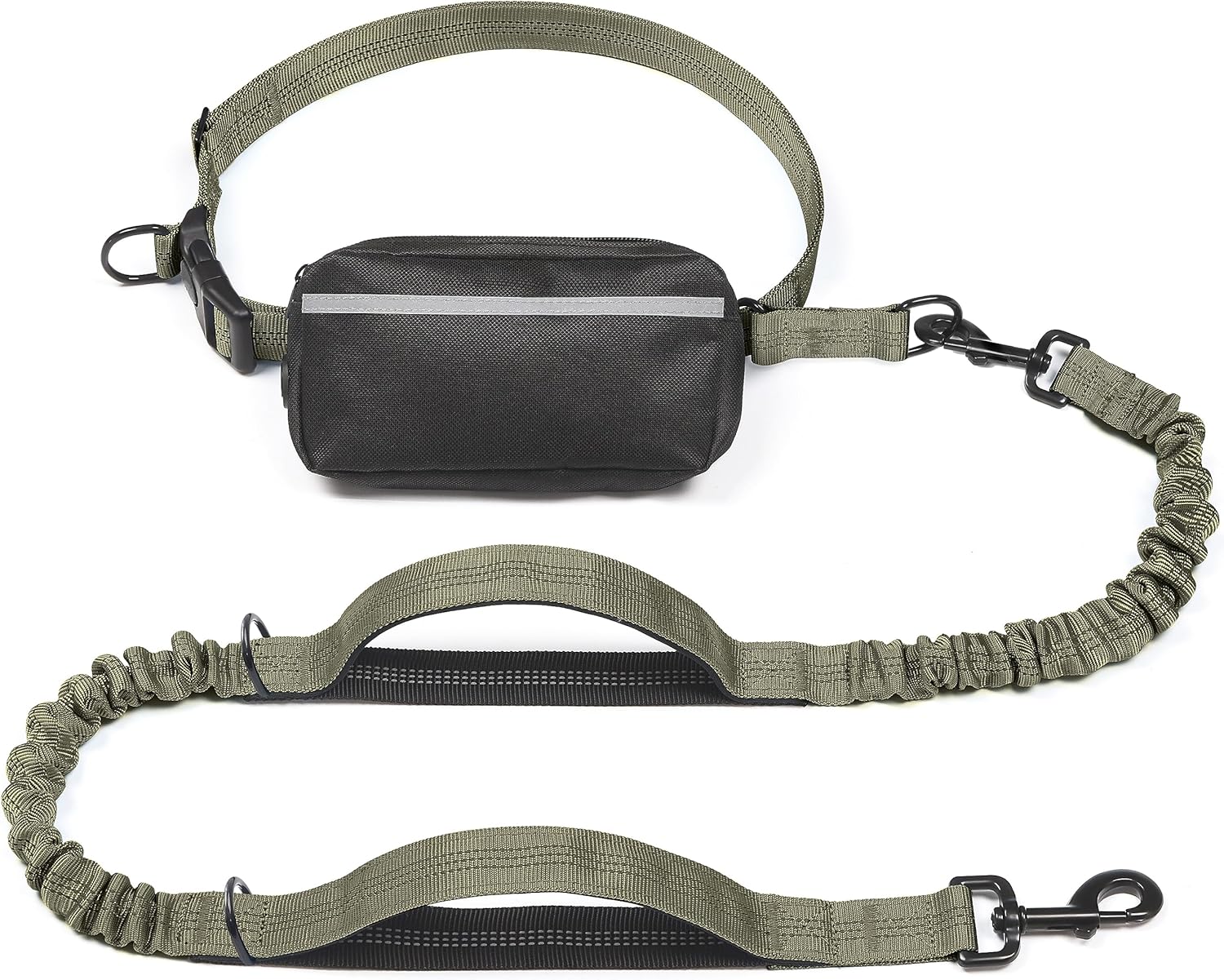 Run, Walk & Train Hands-Free – Double Shock Absorbers, Removable Pouch, 2 Handles (Waist + Traffic)
