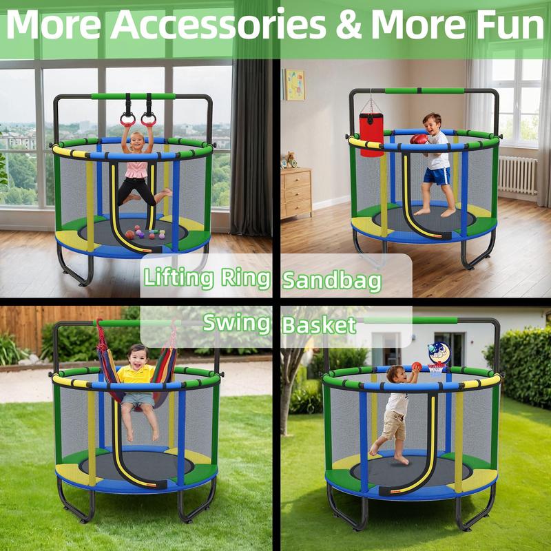55" Kids Trampoline with Safety Net & 7-in-1 Activity Play Set