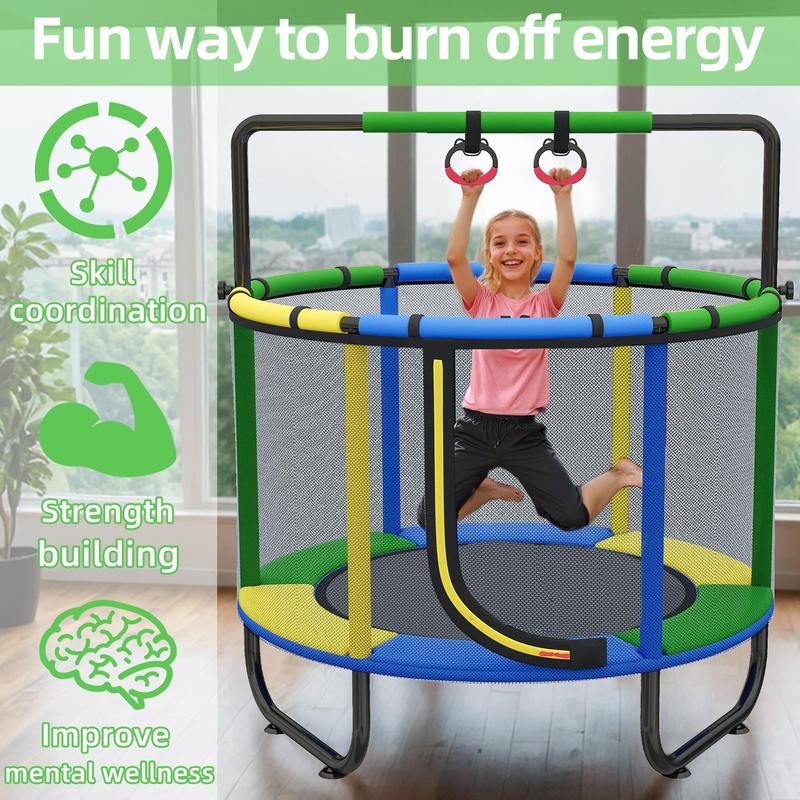 55" Kids Trampoline with Safety Net & 7-in-1 Activity Play Set