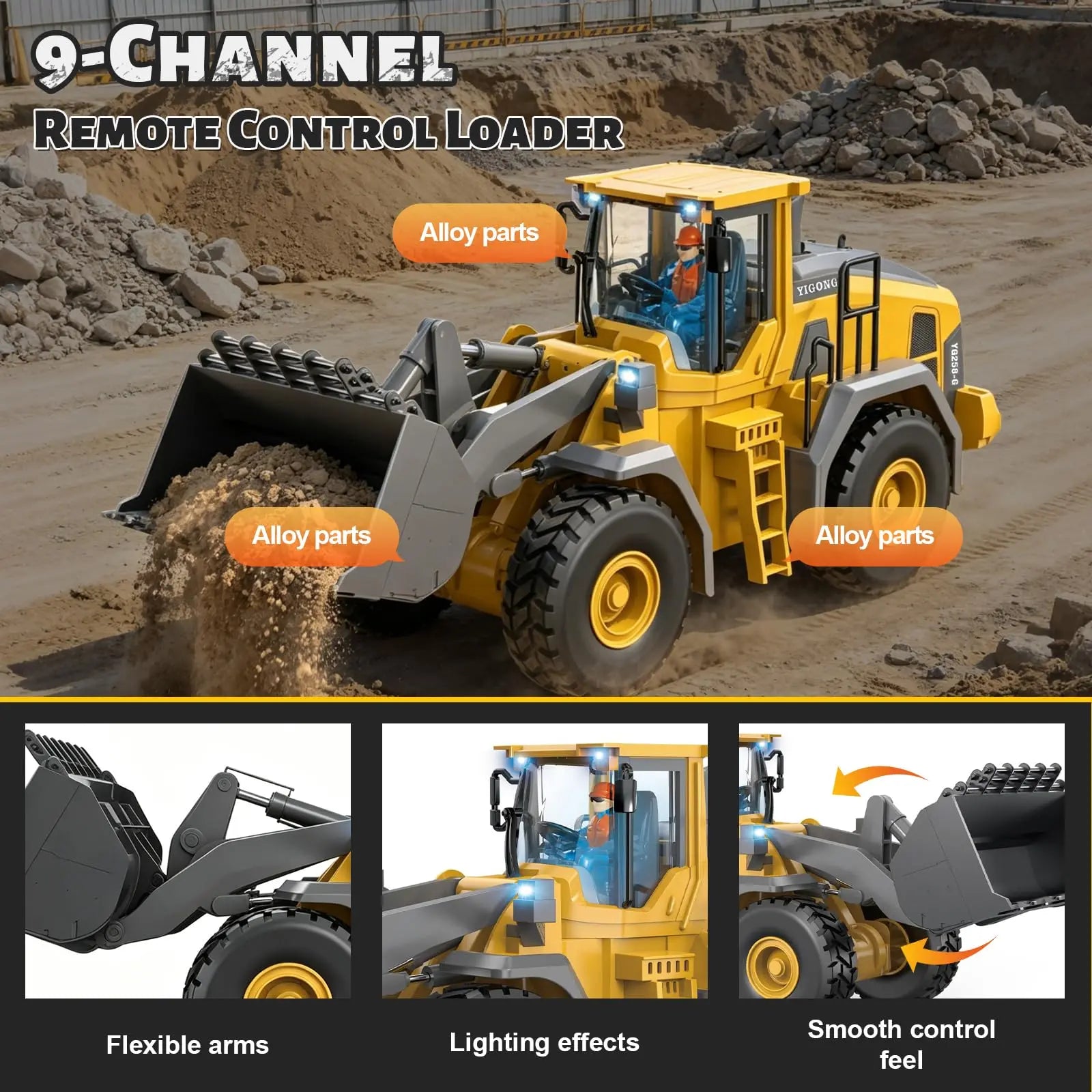 2.4G Remote Control Construction Truck Toy with Lights & Sounds