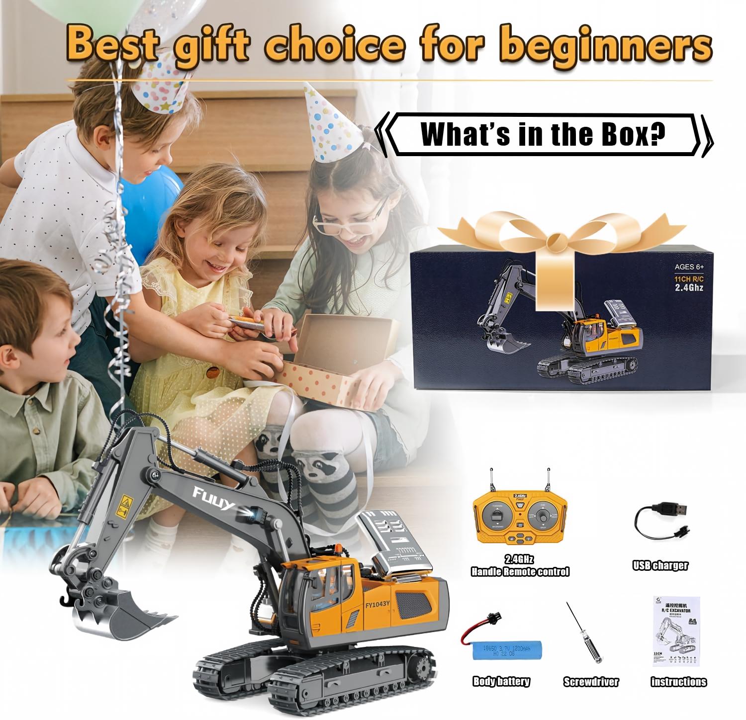 2.4G Remote Control Construction Truck Toy with Lights & Sounds
